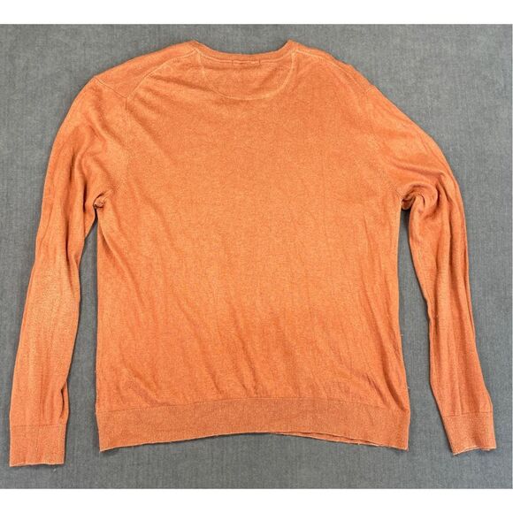 Johnston and Murphy Sweater Mens XL Orange Silk Blend Lightweight V-Neck - Picture 6 of 7